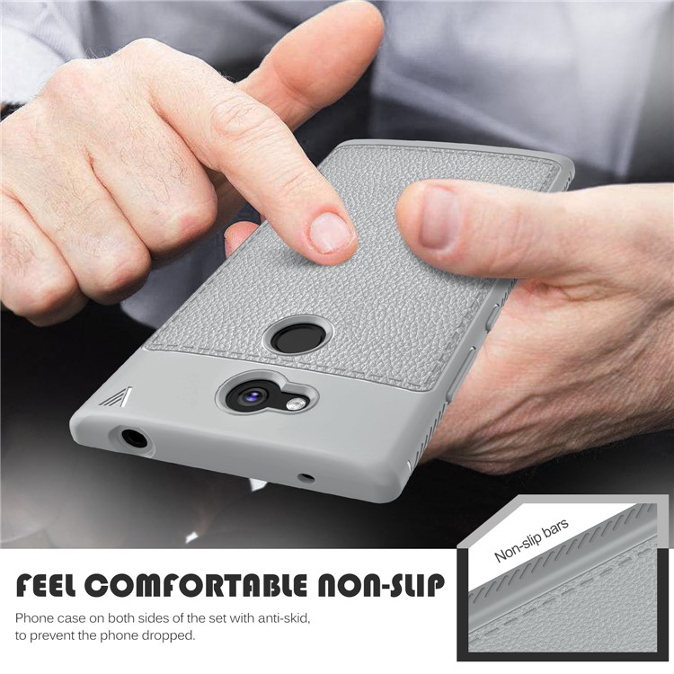 IVSO Gentry Series Litchi Texture Leather Coated TPU Cover for Sony Xperia L2 - Grey-7