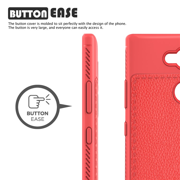 IVSO Gentry Series Litchi Texture Leather Coated TPU Shell for Sony Xperia L2 - Red-2