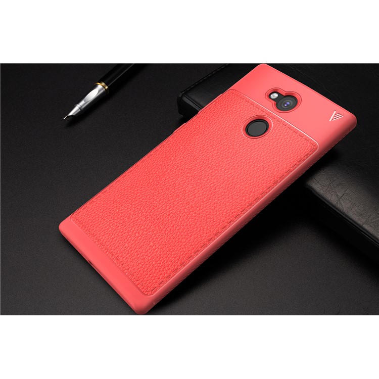 IVSO Gentry Series Litchi Texture Leather Coated TPU Shell for Sony Xperia L2 - Red-3