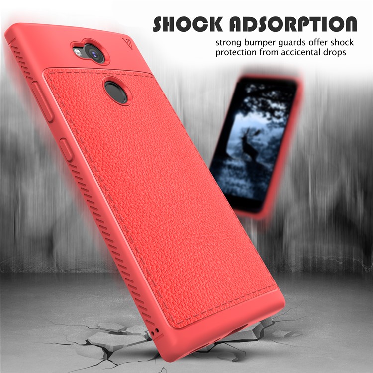 IVSO Gentry Series Litchi Texture Leather Coated TPU Shell for Sony Xperia L2 - Red-4