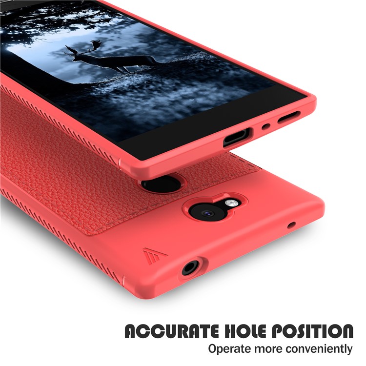 IVSO Gentry Series Litchi Texture Leather Coated TPU Shell for Sony Xperia L2 - Red-5
