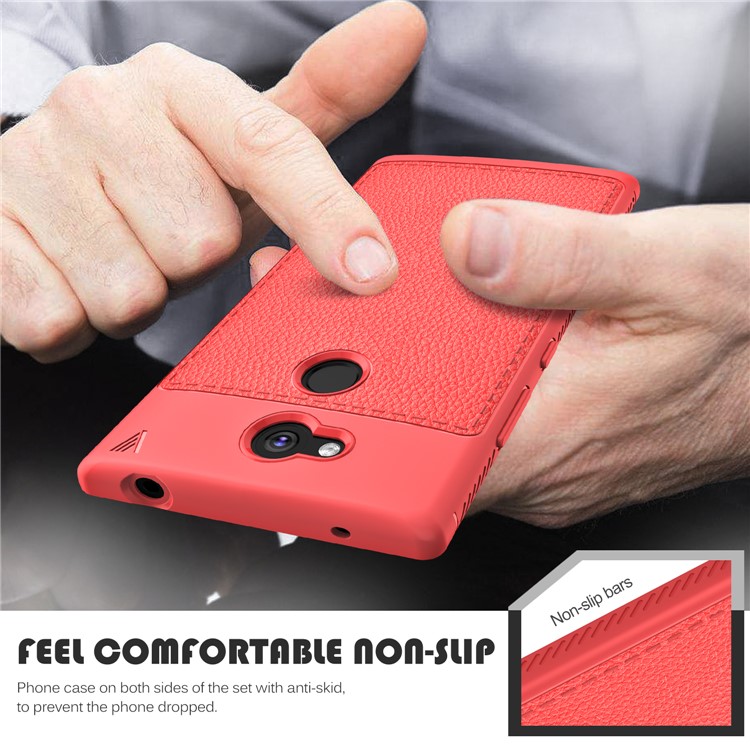 IVSO Gentry Series Litchi Texture Leather Coated TPU Shell for Sony Xperia L2 - Red-7