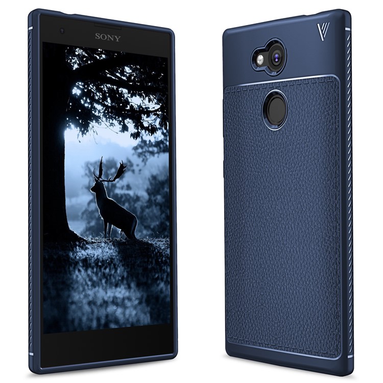 IVSO Gentry Series Litchi Texture Leather Coated TPU Casing for Sony Xperia L2 - Dark Blue-1