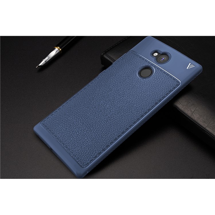 IVSO Gentry Series Litchi Texture Leather Coated TPU Casing for Sony Xperia L2 - Dark Blue-3