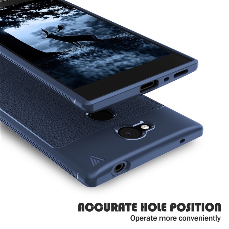 IVSO Gentry Series Litchi Texture Leather Coated TPU Casing for Sony Xperia L2 - Dark Blue-5
