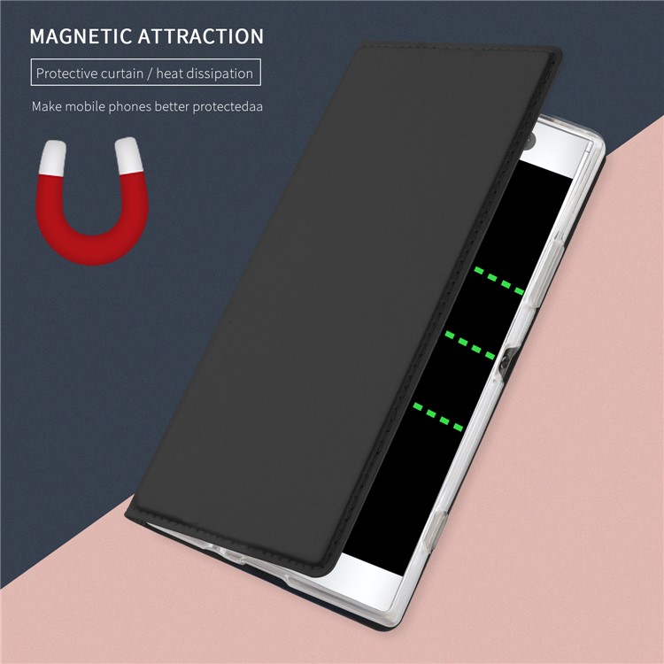 Folio Leather Stand Case with Card Holder for Sony Xperia XA2 - Black-3