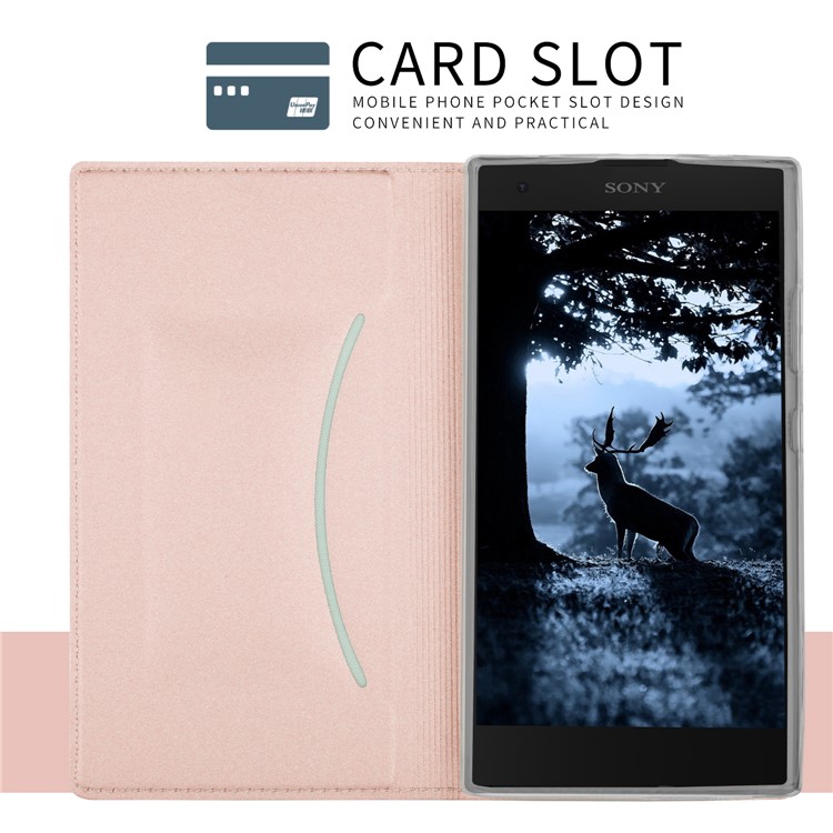 Magnetic Leather Stand Phone Case with Card Slot for Sony Xperia L2 - Rose Gold-6
