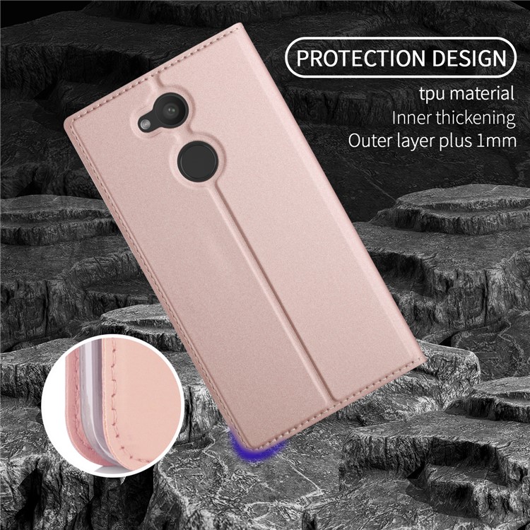 Magnetic Leather Stand Phone Case with Card Slot for Sony Xperia L2 - Rose Gold-7