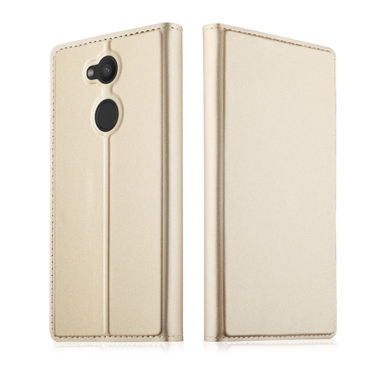 Magnetic Stand Leather Mobile Cover with Card Holder for Sony Xperia L2 - Gold-1
