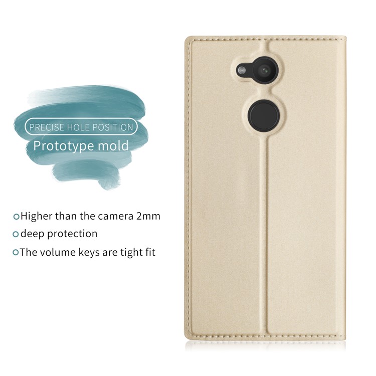 Magnetic Stand Leather Mobile Cover with Card Holder for Sony Xperia L2 - Gold-2