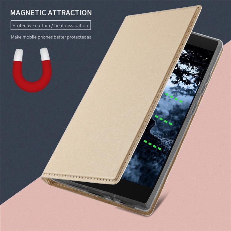 Magnetic Stand Leather Mobile Cover with Card Holder for Sony Xperia L2 - Gold-4