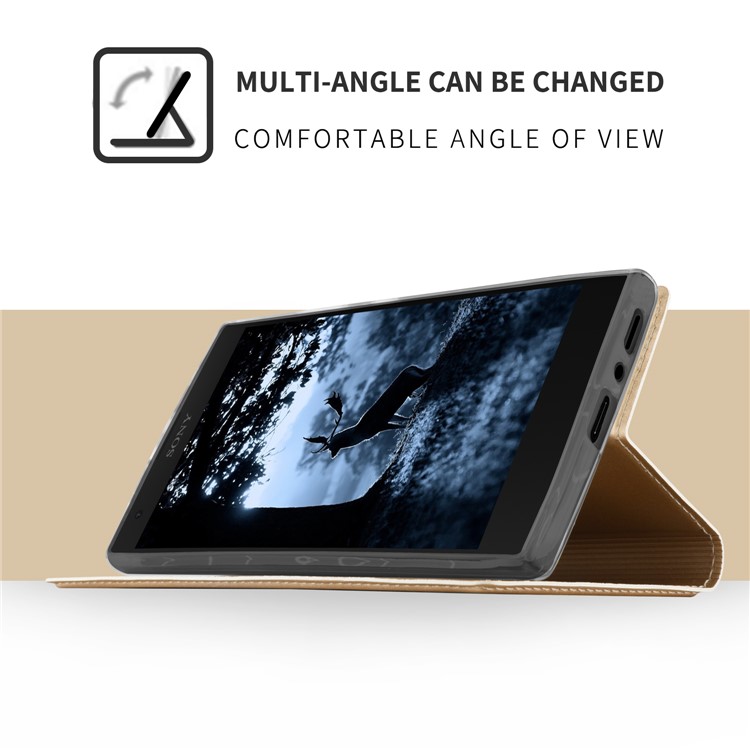 Magnetic Stand Leather Mobile Cover with Card Holder for Sony Xperia L2 - Gold-5