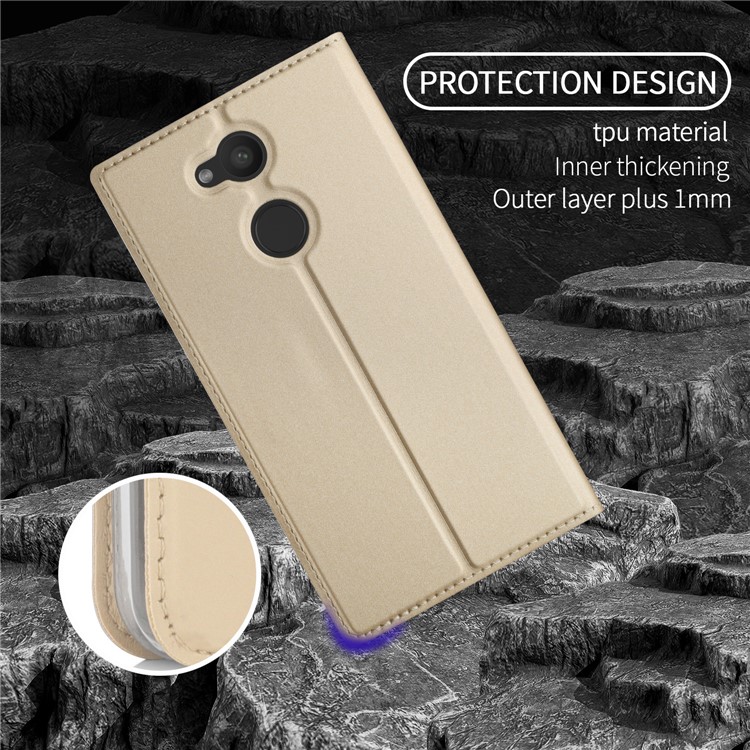 Magnetic Stand Leather Mobile Cover with Card Holder for Sony Xperia L2 - Gold-7