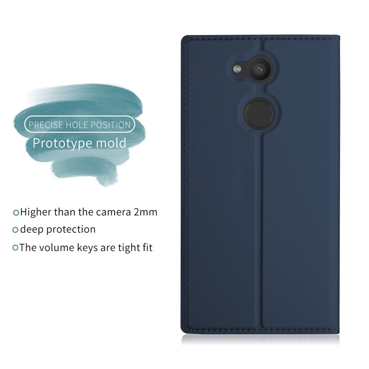 For Sony Xperia L2 Magnetic Stand Leather Protective Case with Card Slot - Dark Blue-2