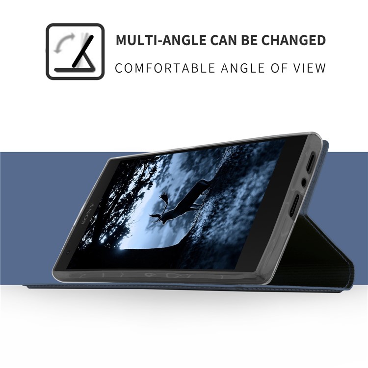 For Sony Xperia L2 Magnetic Stand Leather Protective Case with Card Slot - Dark Blue-5