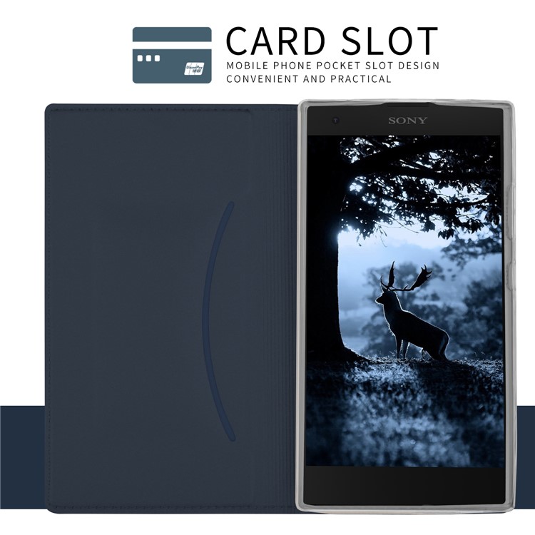 For Sony Xperia L2 Magnetic Stand Leather Protective Case with Card Slot - Dark Blue-6