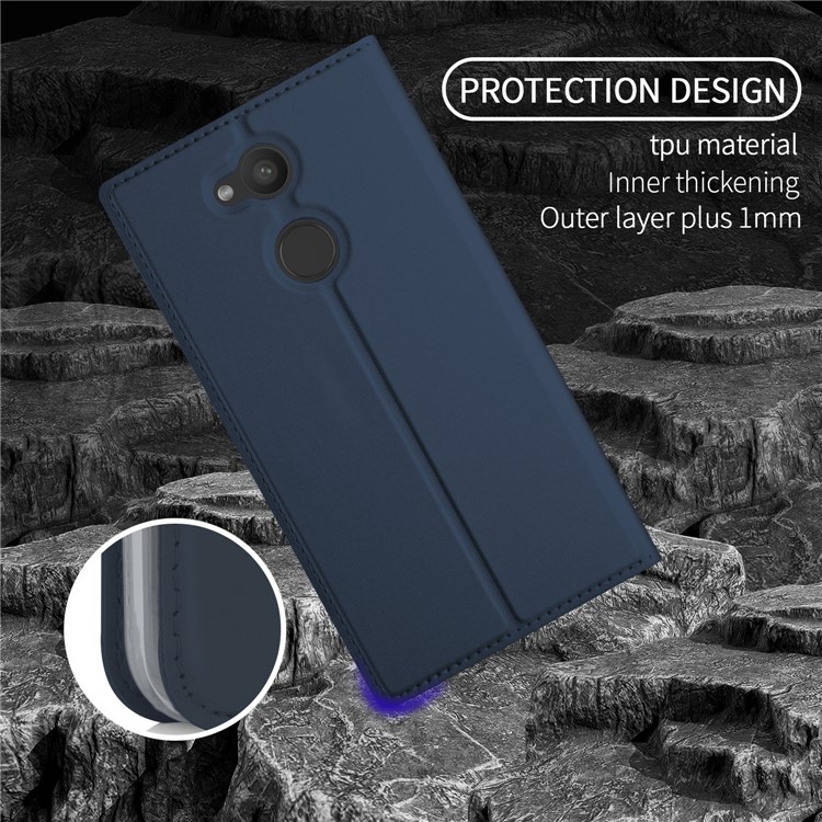 For Sony Xperia L2 Magnetic Stand Leather Protective Case with Card Slot - Dark Blue-7