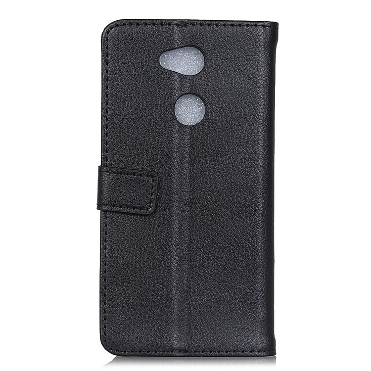 Litchi Skin Wallet Leather Stand Case for Sony Xperia L2 - Black-2