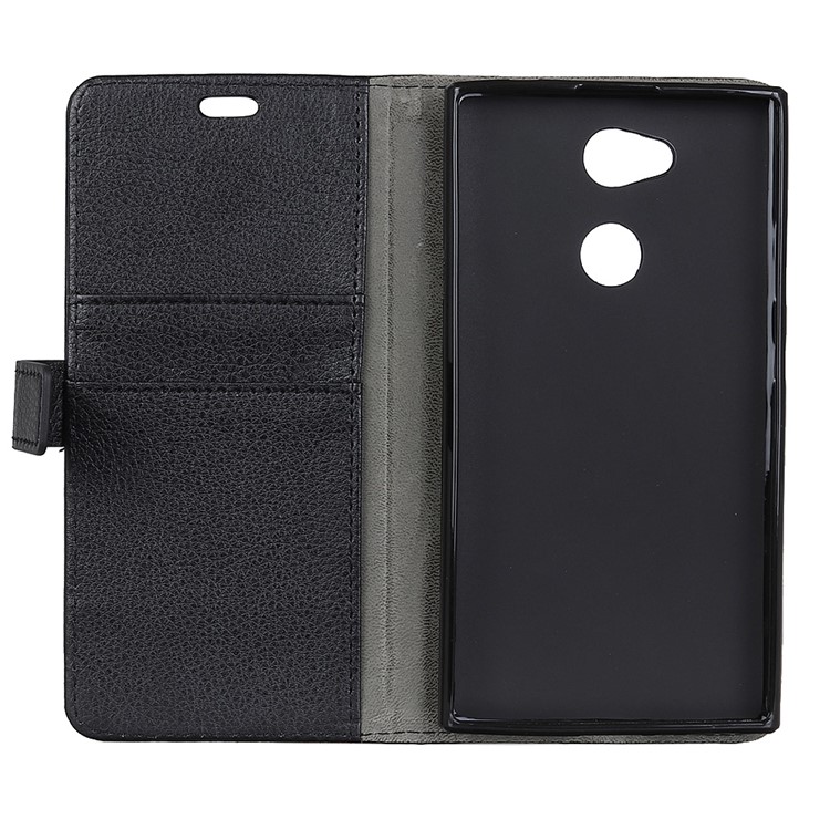 Litchi Skin Wallet Leather Stand Case for Sony Xperia L2 - Black-4