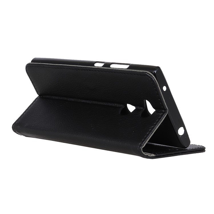 Litchi Skin Wallet Leather Stand Case for Sony Xperia L2 - Black-5