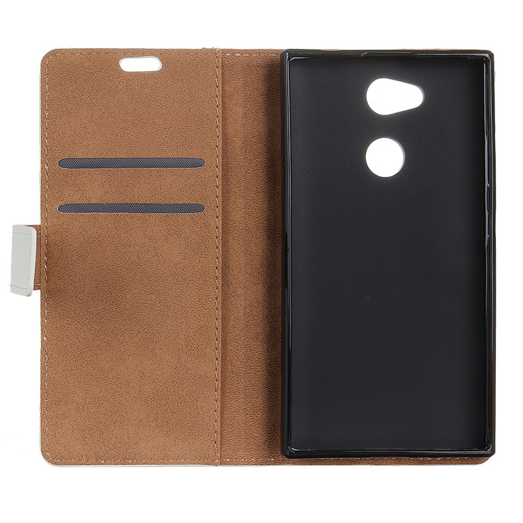 Pattern Printing Leather Wallet Stand Casing for Sony Xperia L2 - US Flag and Cat Holding Heart-5