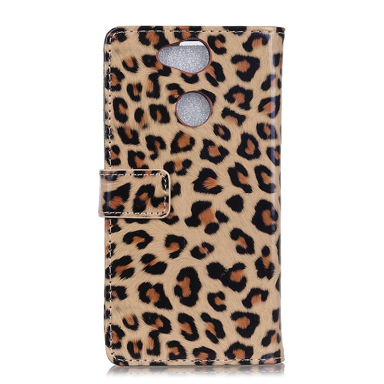 Glossy Leopard Wallet Leather Case Cover for Sony Xperia XA2 with Stand-2