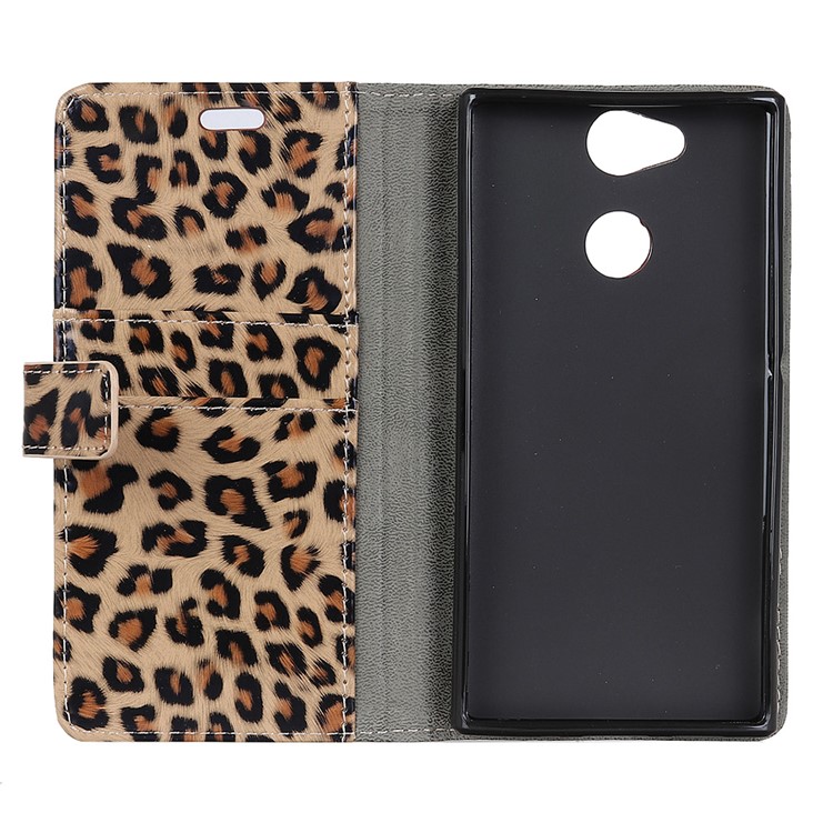 Glossy Leopard Wallet Leather Case Cover for Sony Xperia XA2 with Stand-4