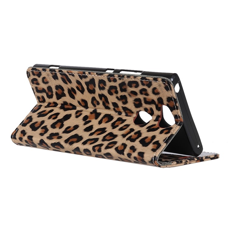 Glossy Leopard Wallet Leather Case Cover for Sony Xperia XA2 with Stand-5