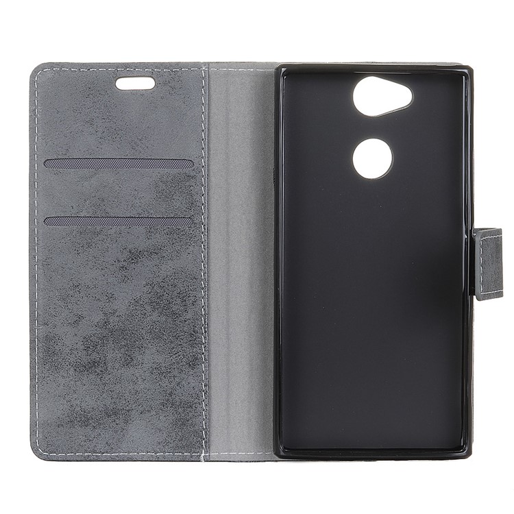 Vintage PU Leather Wallet Protective Phone Case for Sony Xperia XA2 - Grey-5