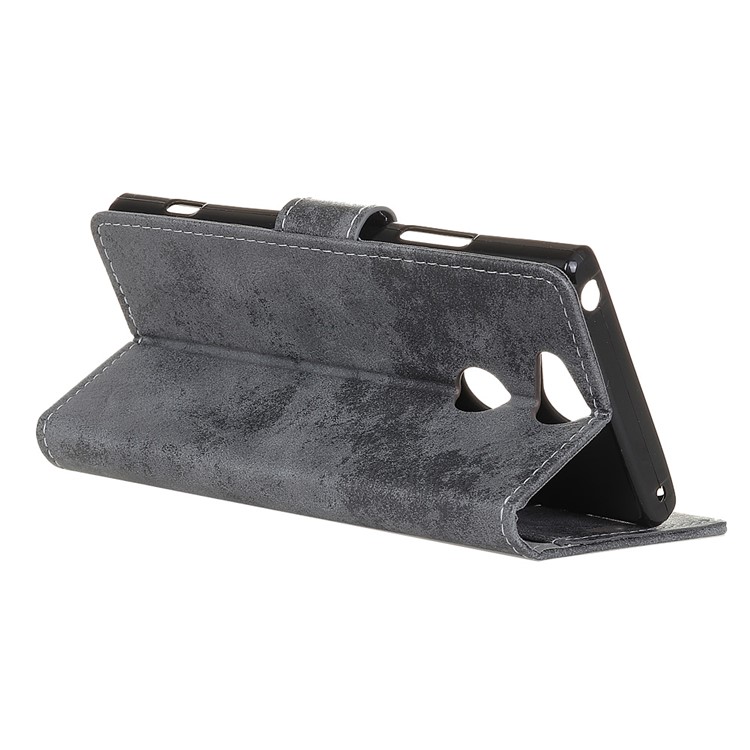 Vintage PU Leather Wallet Protective Phone Case for Sony Xperia XA2 - Grey-6