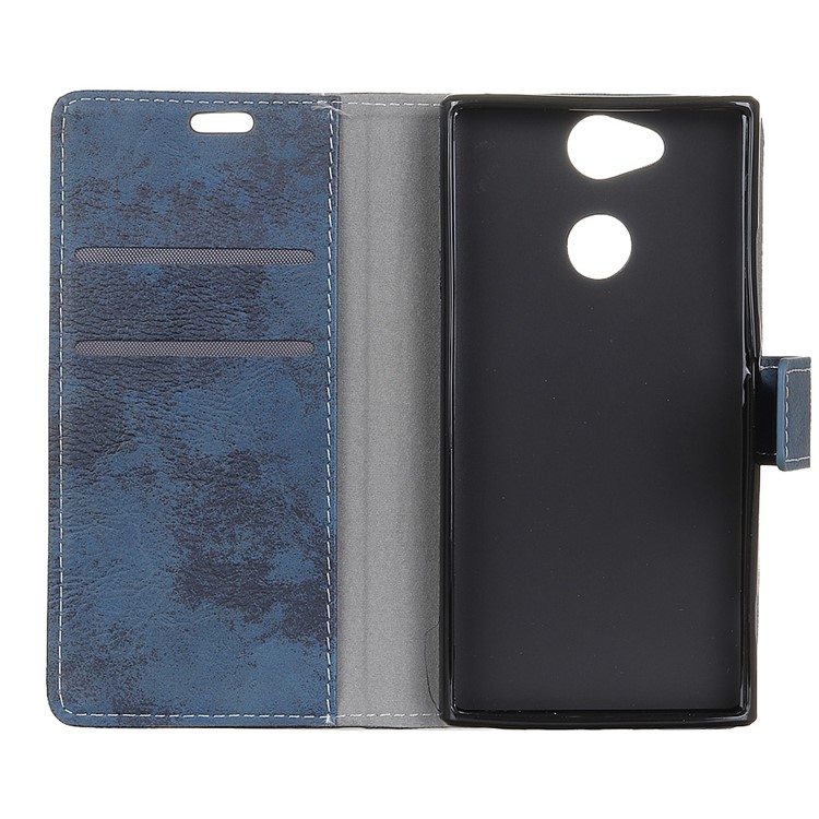 Vintage PU Leather Wallet Protective Phone Accessory Shell for Sony Xperia XA2 - Blue-5