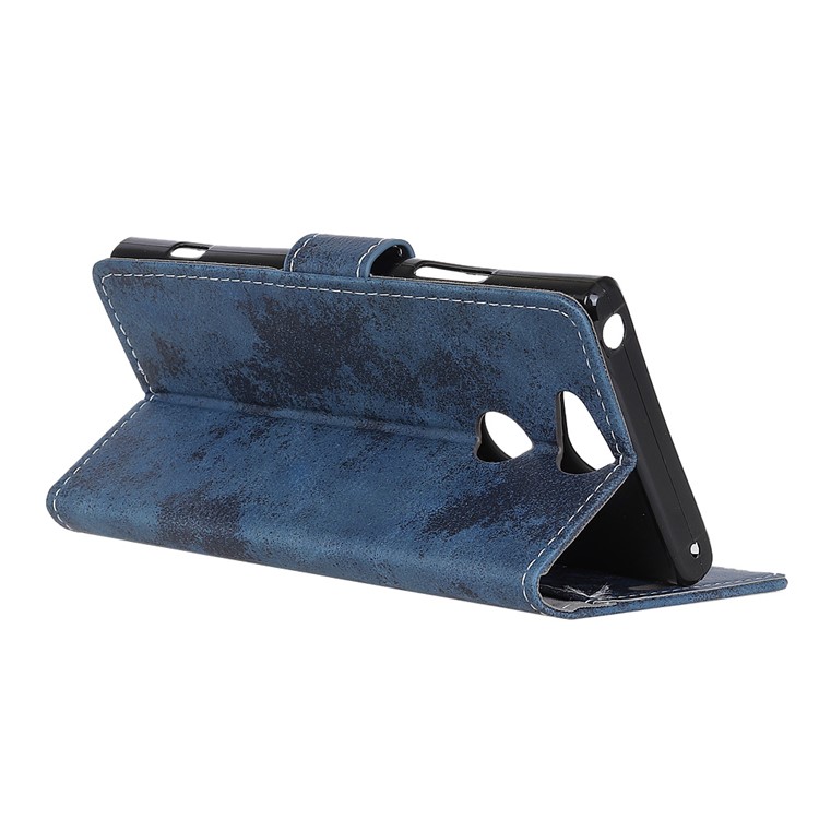 Vintage PU Leather Wallet Protective Phone Accessory Shell for Sony Xperia XA2 - Blue-6
