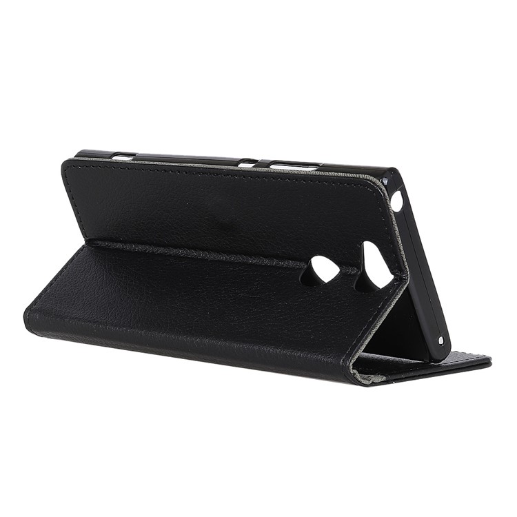 Litchi Texture Leather Wallet Stand Casing for Sony Xperia XA2 - Black-5
