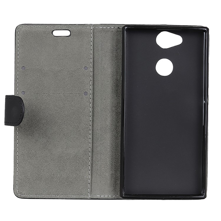PU Leather Wallet Phone Case Cover with Stand for Sony Xperia XA2 - Black-3