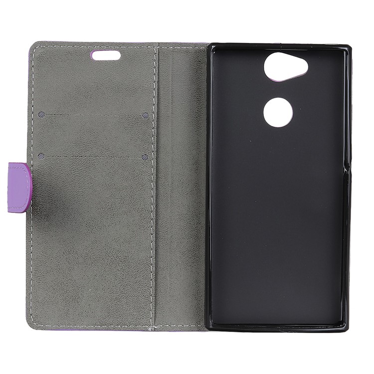 PU Leather Wallet Stand Protective Magnetic Flip Cover for Sony Xperia XA2 - Purple-3