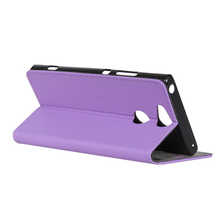 PU Leather Wallet Stand Protective Magnetic Flip Cover for Sony Xperia XA2 - Purple-4
