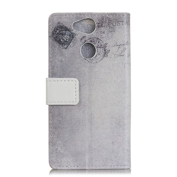 Pattern Printing Wallet Stand Leather Cover for Sony Xperia XA2 - American Flag and Cat Holding Heart-2