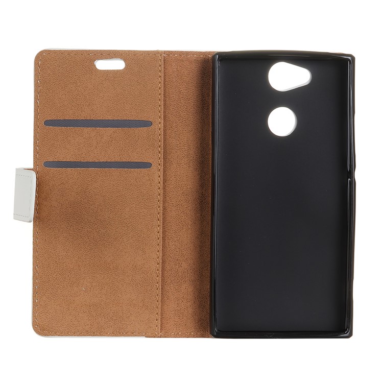Pattern Printing Wallet Stand Leather Cover for Sony Xperia XA2 - American Flag and Cat Holding Heart-5