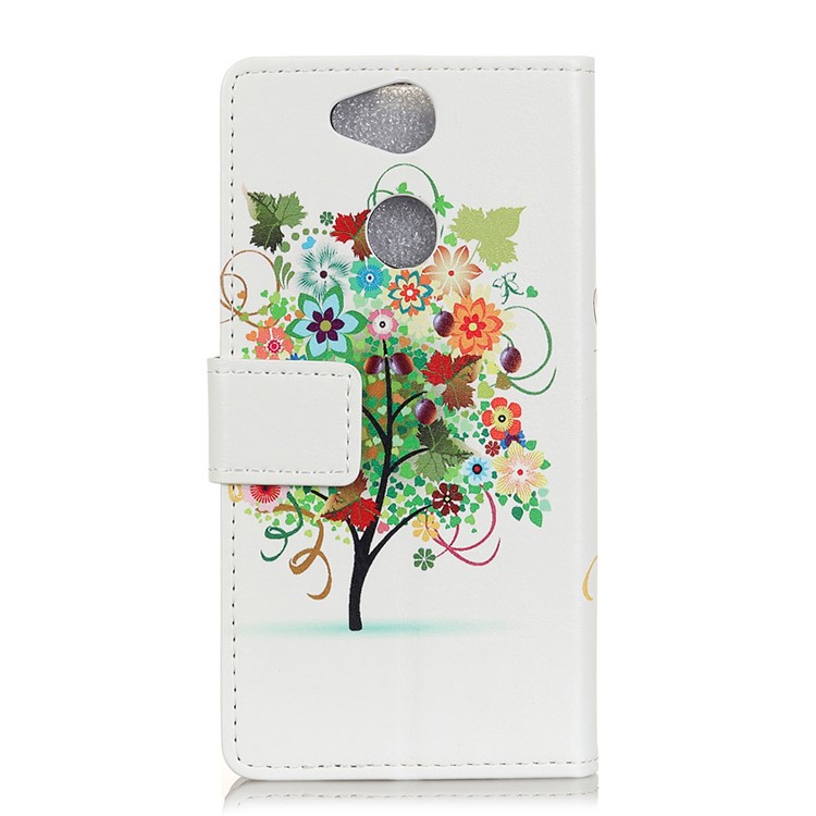 Pattern Printing Wallet Stand Leather Casing for Sony Xperia XA2 - Colorful Flower Tree-2