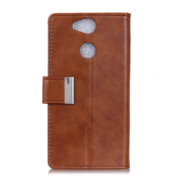 Nappa Texture PU Leather Wallet Phone Protection Case for Sony Xperia XA2 - Brown-1