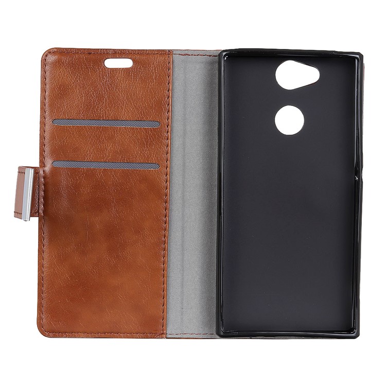 Nappa Texture PU Leather Wallet Phone Protection Case for Sony Xperia XA2 - Brown-2