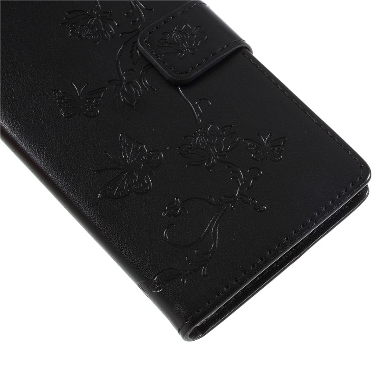 Imprint Butterfly Flowers Magnetic PU Wallet Stand Leather Cell Phone Case for Sony Xperia L2 - Black-5