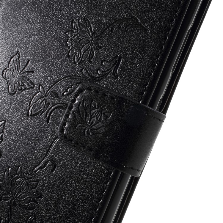 Imprint Butterfly Flowers Magnetic PU Wallet Stand Leather Cell Phone Case for Sony Xperia L2 - Black-7