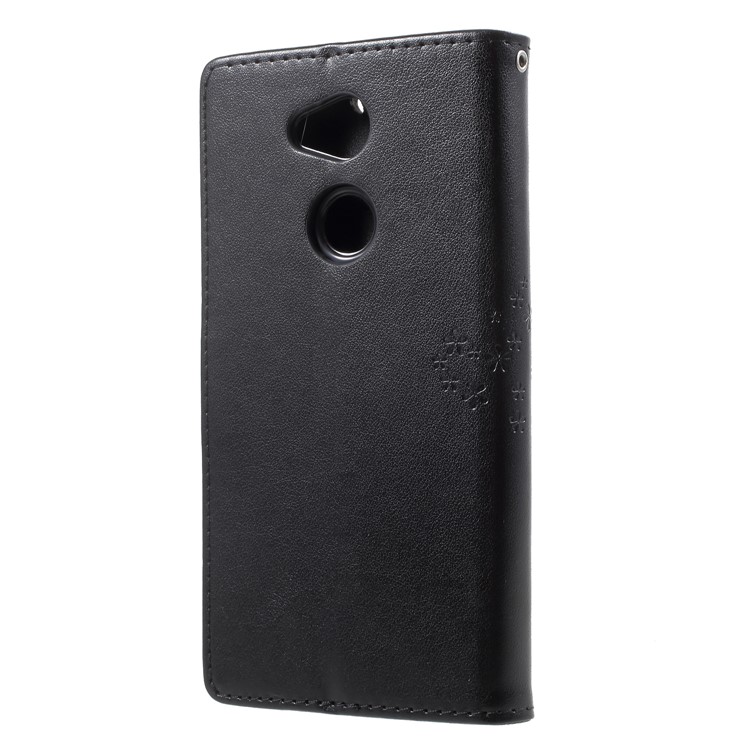 Imprint Tree Owl Magnetic Wallet PU Leather Case with Stand for Sony Xperia L2 - Black-2