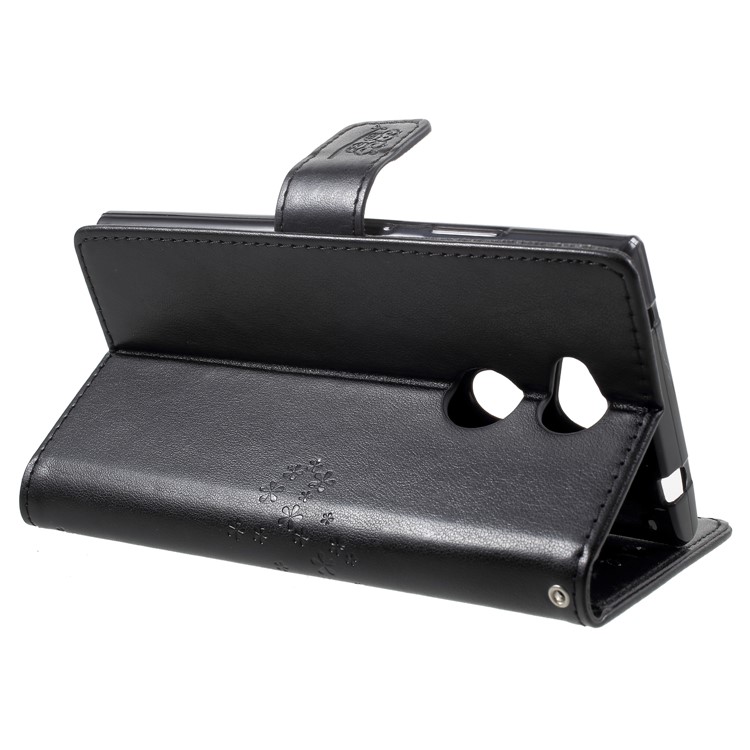 Imprint Tree Owl Magnetic Wallet PU Leather Case with Stand for Sony Xperia L2 - Black-4