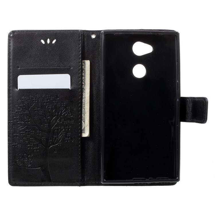 Imprint Tree Owl Magnetic Wallet PU Leather Case with Stand for Sony Xperia L2 - Black-5