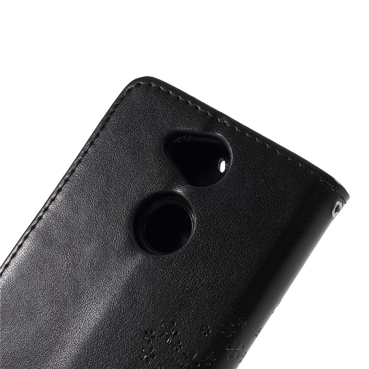 Imprint Tree Owl Leather Wallet Case for Sony Xperia XA2 - Black-6