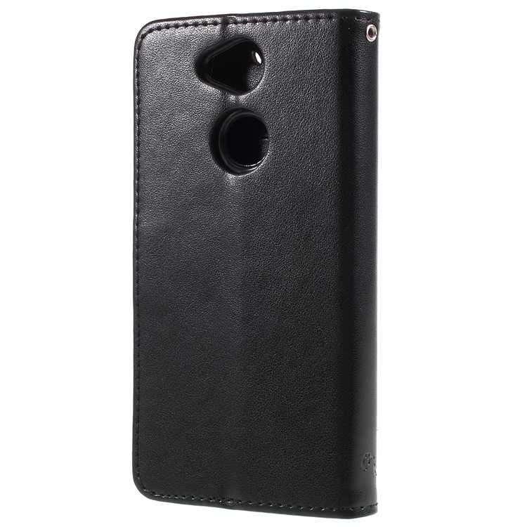 Imprint Butterfly and Flower PU Leather Card Holder Mobile Phone Shell for Sony Xperia XA2 - Black-3