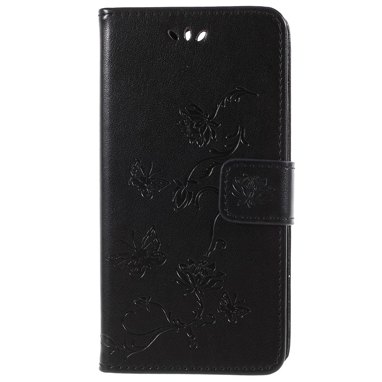 Imprint Butterfly and Flower PU Leather Card Holder Mobile Phone Shell for Sony Xperia XA2 - Black-4