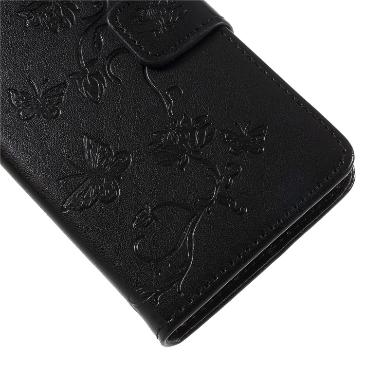 Imprint Butterfly and Flower PU Leather Card Holder Mobile Phone Shell for Sony Xperia XA2 - Black-5